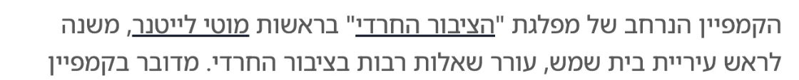 צילום מהמשך הכתבה בבבלי: הקמפיין הנרחב של מפלגת "הציבור החרדי" בראשות מוטי לייטנר, משנה לראש עיריית בית שמש, עורר שאלות רבות בציבור החרדי.