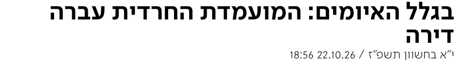 צילום כותרת הידיעה בערוץ 7: בגלל האיומים: המועמדת החרדית עברה דירה